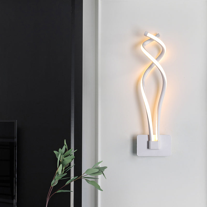 BowLift | Minimalistic LED Wall Spotlight Black/White Wavy/Musical Nocturne/Combined Wall Lamp with Acrylic Shade for Bedroom