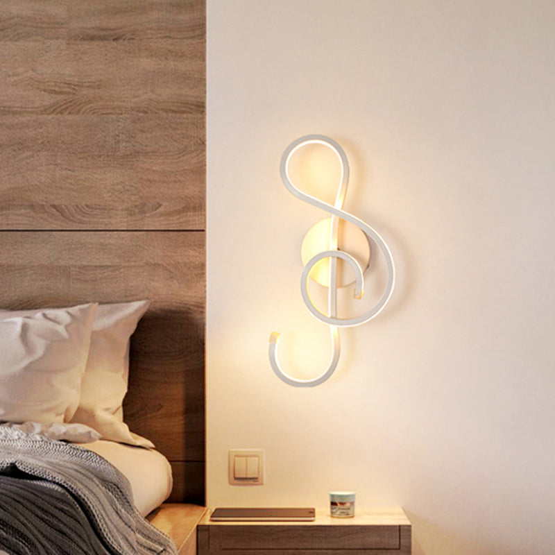 BowLift | Minimalistic LED Wall Spotlight Black/White Wavy/Musical Nocturne/Combined Wall Lamp with Acrylic Shade for Bedroom