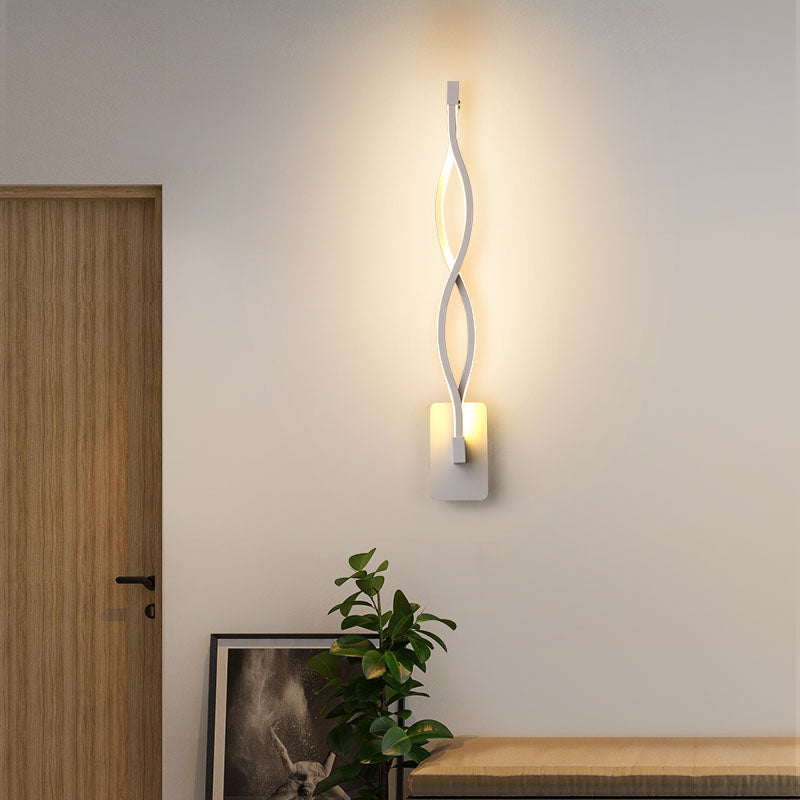 BowLift | Minimalistic LED Wall Spotlight Black/White Wavy/Musical Nocturne/Combined Wall Lamp with Acrylic Shade for Bedroom