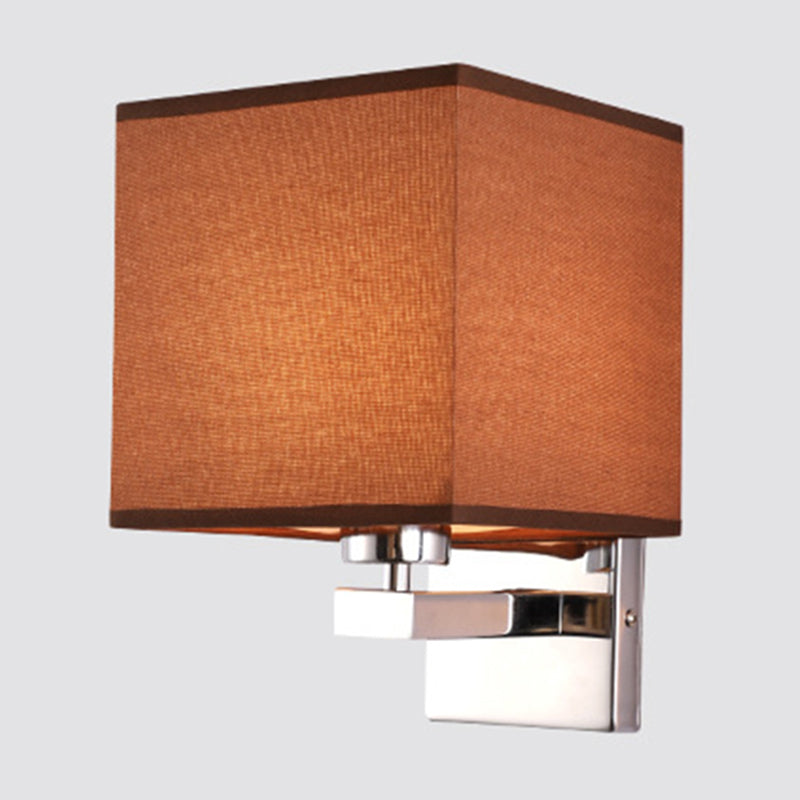BowLift | Beige/Flax/Coffee Cube Wall Light Nordic Style 1 Head Fabric Wall Mounted Light Source for Bedroom