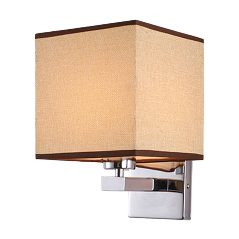 BowLift | Beige/Flax/Coffee Cube Wall Light Nordic Style 1 Head Fabric Wall Mounted Light Source for Bedroom