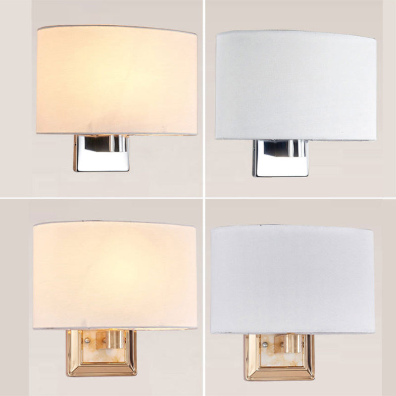 BowLift | Minimalistic Curved Wall Mounted Lamp Fabric 1-Light Dining Room Wall Light in Chrome/Gold