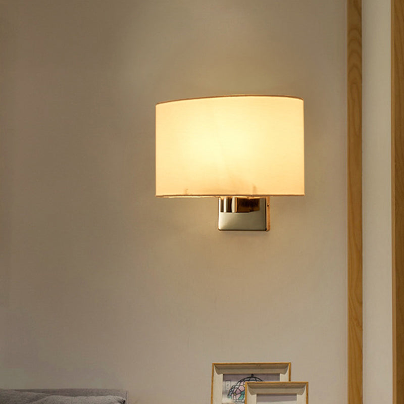 BowLift | Minimalistic Curved Wall Mounted Lamp Fabric 1-Light Dining Room Wall Light in Chrome/Gold