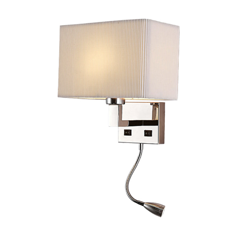 BowLift | Fabric Cuboid Wall Light Kit Minimalist 1-Light White/Beige Spotlight Wall Lamp with Charging Port