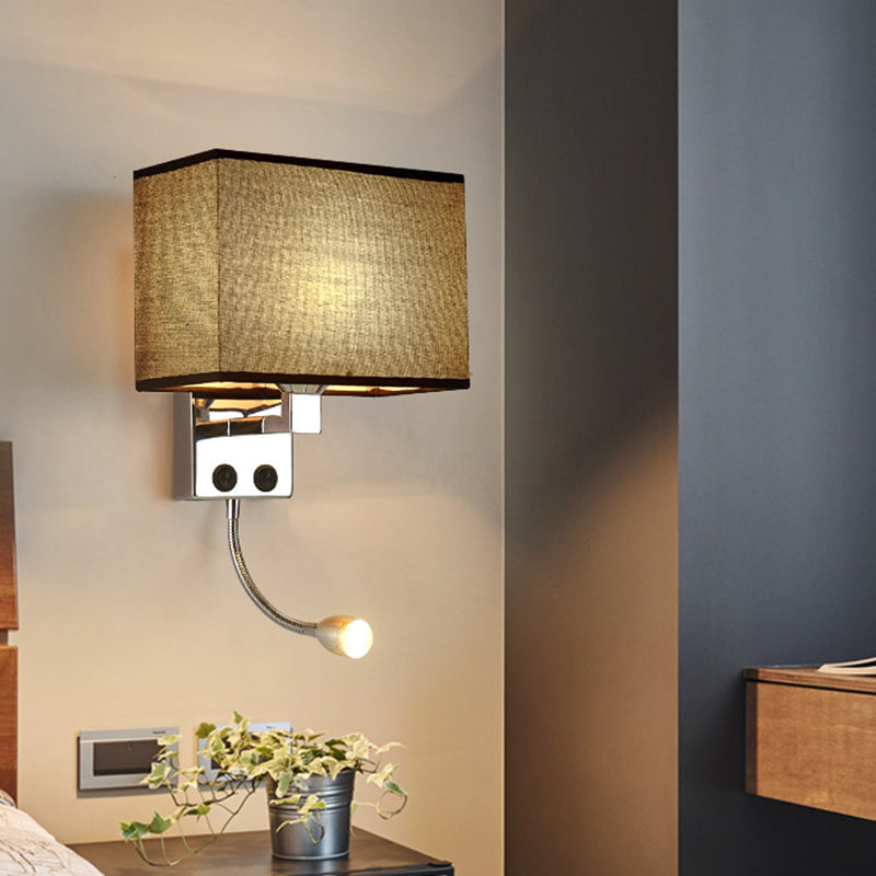 BowLift | Fabric Rectangular Spotlight Wall Light Nordic 1-Light Black/Linen/Beige Wall Mounted Lighting Fixture