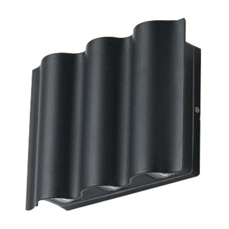 BowLift | 2/4/6-Light Patio LED Wall Light Modern Black Surface Mounted Wall Light with Wavy Metal Shade, Warm/White Light