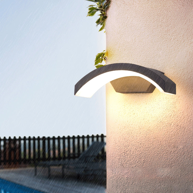 BowLift | Arc/Rectangle/Oblong LED Wall Light Contemporary Aluminium Black Flush Mount Wall Light for Courtyard