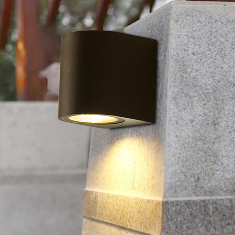 BowLift | Modern 1/2-Light LED Outdoor Wall-Mounted Black Triangle/Cylinder/Rectangle Sconces Lighting with Metal Shade
