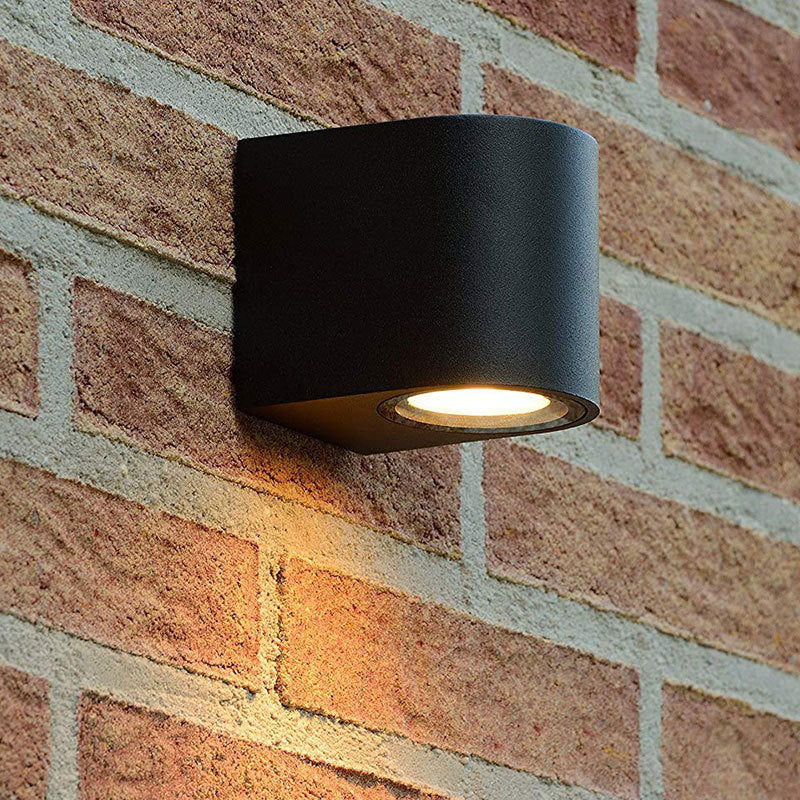 BowLift | Modern 1/2-Light LED Outdoor Wall-Mounted Black Triangle/Cylinder/Rectangle Sconces Lighting with Metal Shade