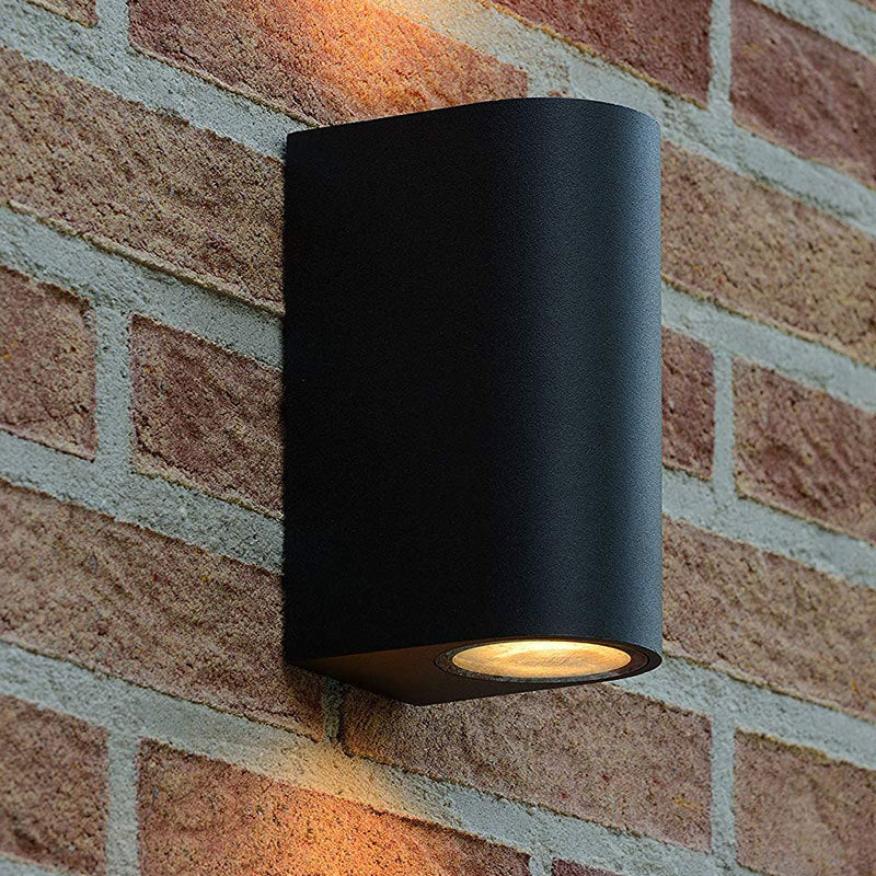 BowLift | Modern 1/2-Light LED Outdoor Wall-Mounted Black Triangle/Cylinder/Rectangle Sconces Lighting with Metal Shade