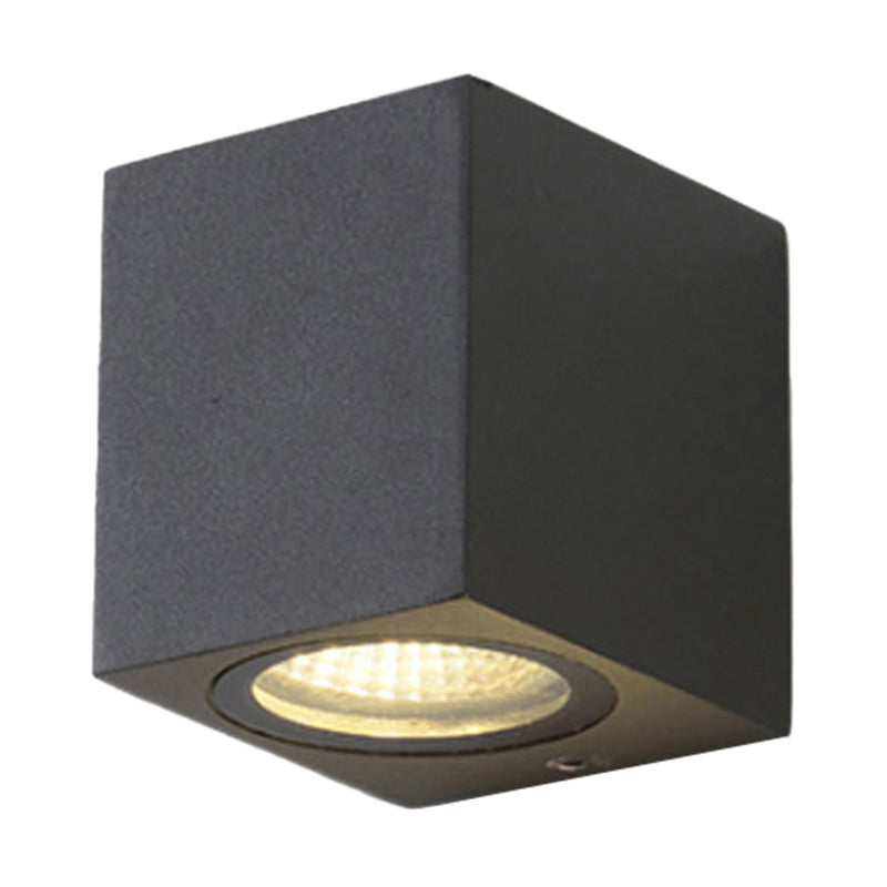 BowLift | Modern 1/2-Light LED Outdoor Wall-Mounted Black Triangle/Cylinder/Rectangle Sconces Lighting with Metal Shade