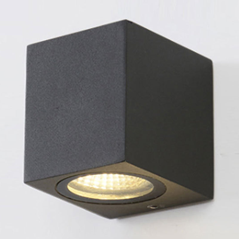 BowLift | Modern 1/2-Light LED Outdoor Wall-Mounted Black Triangle/Cylinder/Rectangle Sconces Lighting with Metal Shade