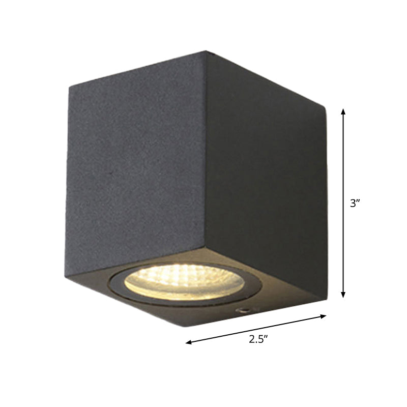 BowLift | Modern 1/2-Light LED Outdoor Wall-Mounted Black Triangle/Cylinder/Rectangle Sconces Lighting with Metal Shade