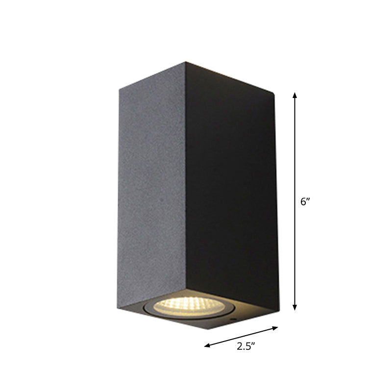 BowLift | Modern 1/2-Light LED Outdoor Wall-Mounted Black Triangle/Cylinder/Rectangle Sconces Lighting with Metal Shade