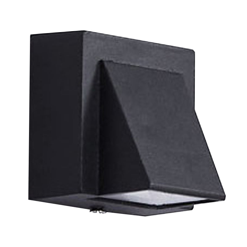 BowLift | Modern 1/2-Light LED Outdoor Wall-Mounted Black Triangle/Cylinder/Rectangle Sconces Lighting with Metal Shade