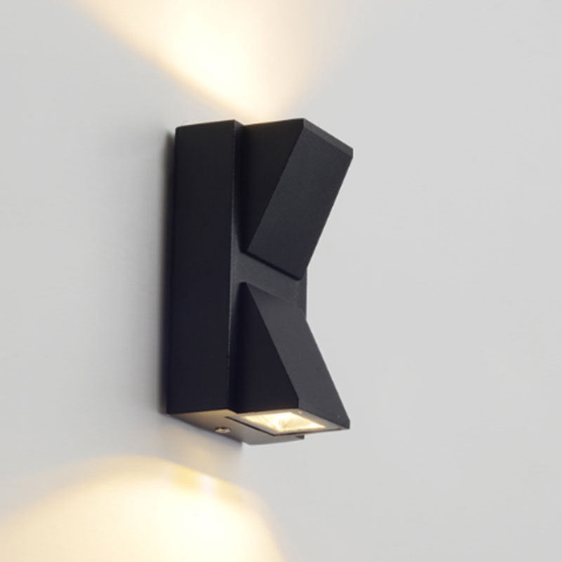 BowLift | Modern 1/2-Light LED Outdoor Wall-Mounted Black Triangle/Cylinder/Rectangle Sconces Lighting with Metal Shade
