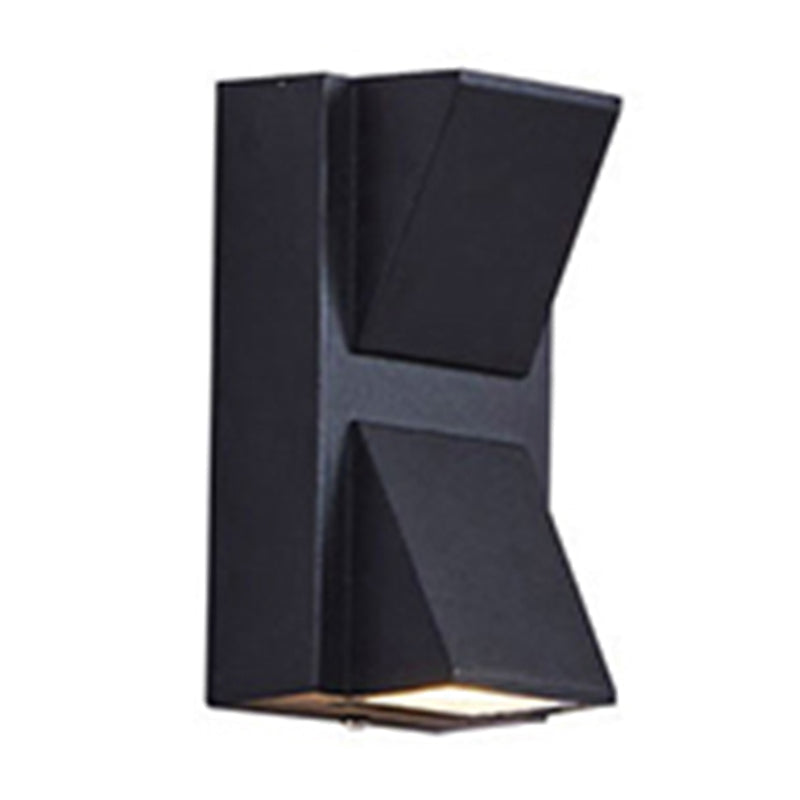 BowLift | Modern 1/2-Light LED Outdoor Wall-Mounted Black Triangle/Cylinder/Rectangle Sconces Lighting with Metal Shade