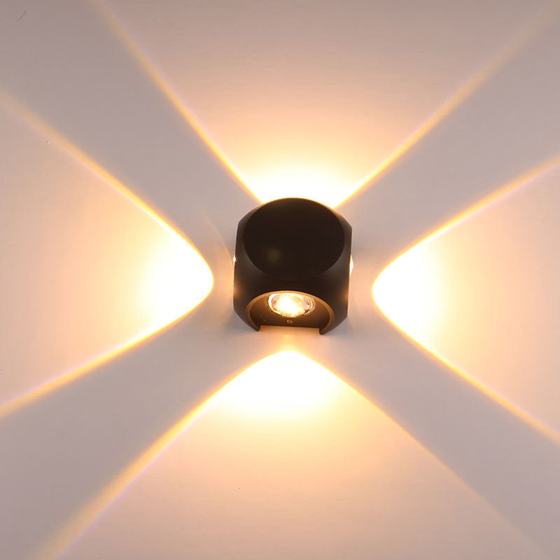 BowLift | Mini Cube Wall Washer Sconce Nordic Aluminium 2/4-Head Living Room LED Wall Light in Black/White