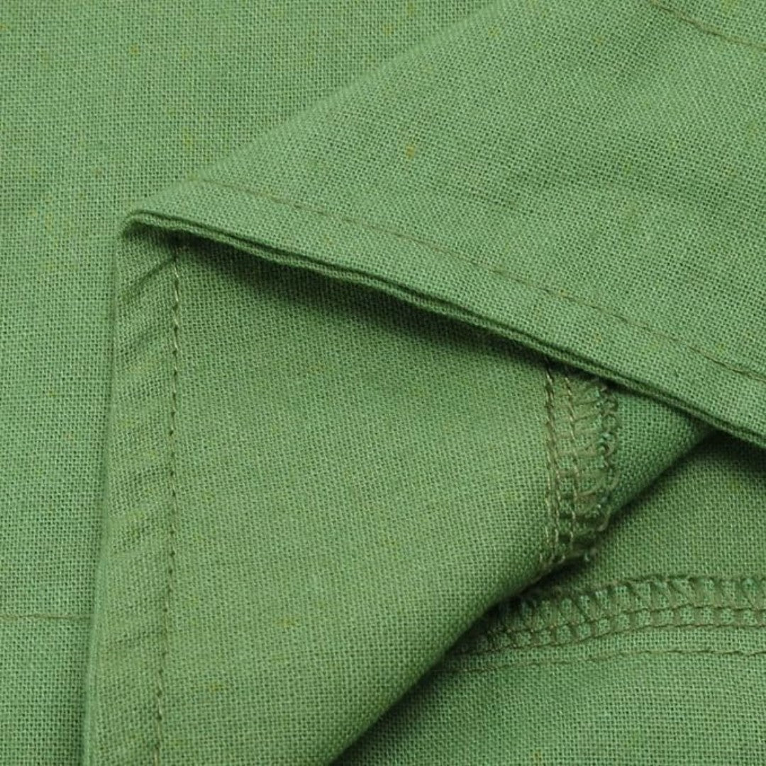 Knee-Length Linen Dress with Chest Pocket