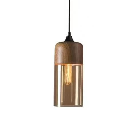 BowLift | Hand-Blown Glass & Wood Pendant Light Adjustable
