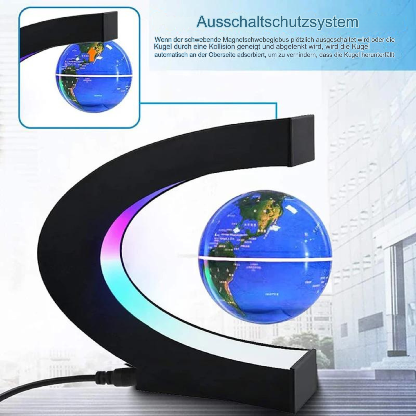 BowLift | Armstrong | Magnetic Levitation Floating Globe Lamp with LED World Map