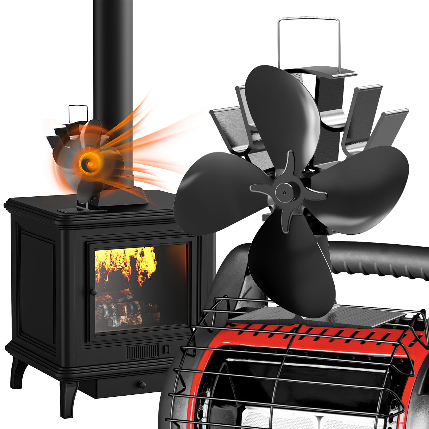 BowLift | 4-Blade Stove and Fireplace Fan for Wood/Fireplace