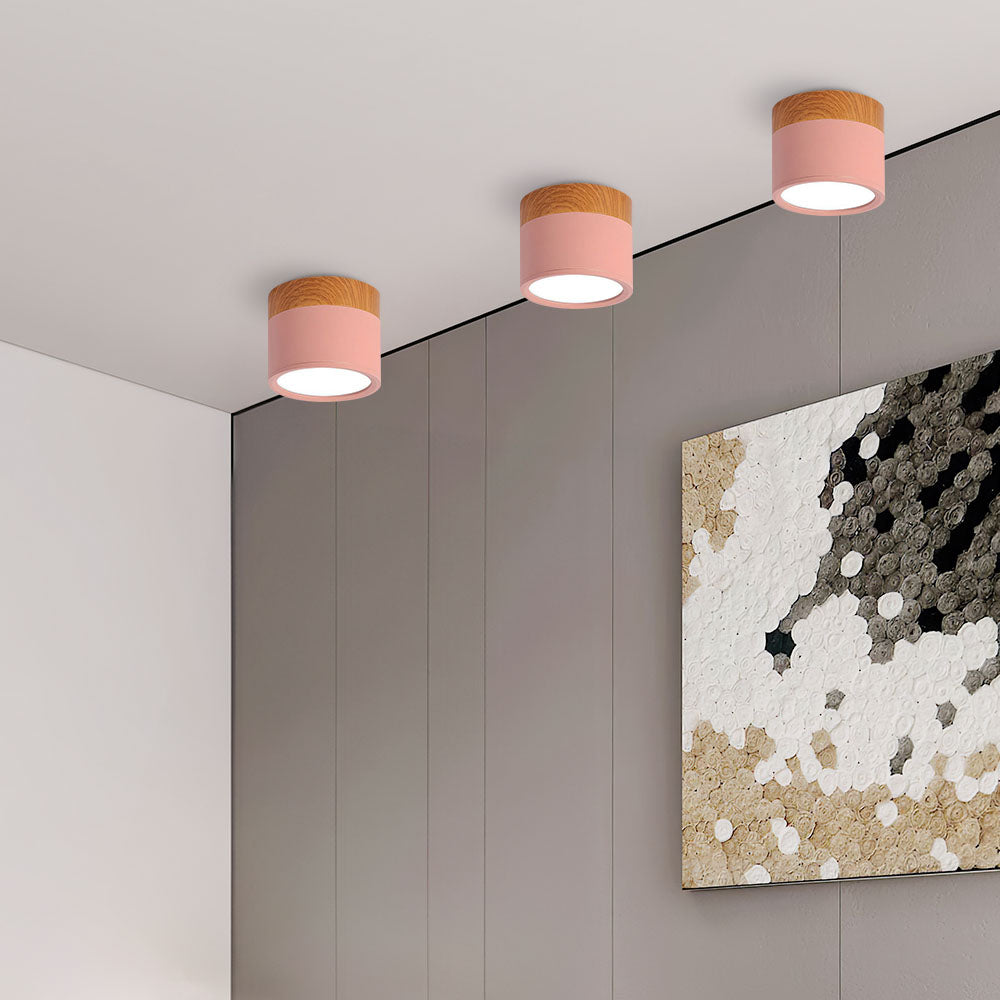BowLift | Ceiling Light with Pink Flush Wood Finish