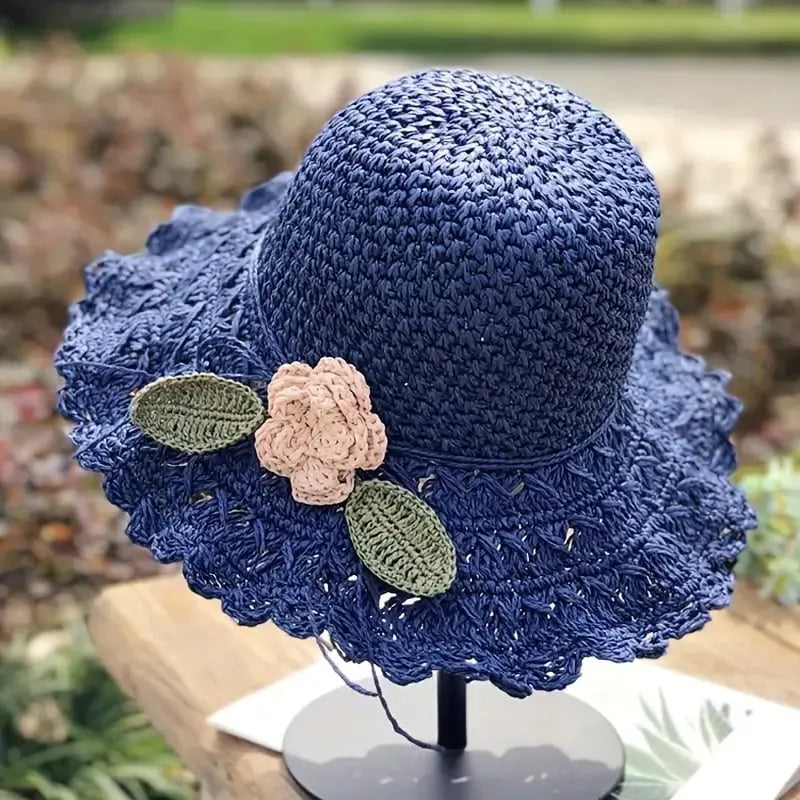 BowLift | Elegant Crochet Straw Hat with Ruffle Detail