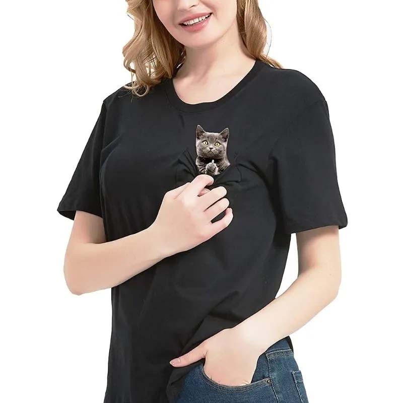 BowLift | Pockets Middle Finger Cat T-Shirt