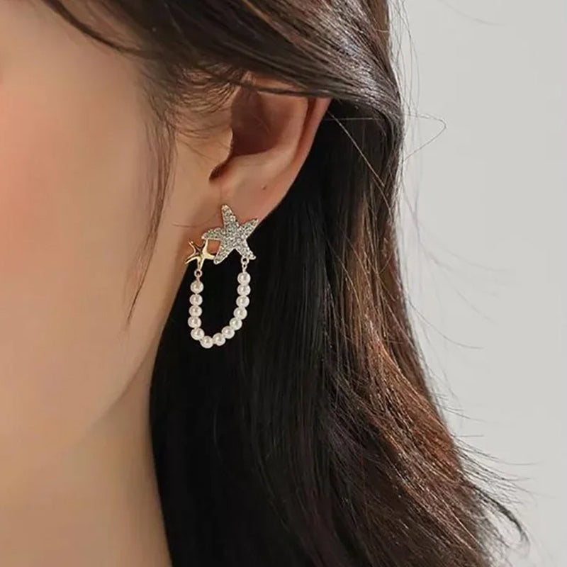 BowLift | Diamond Starfish Pearl Earrings