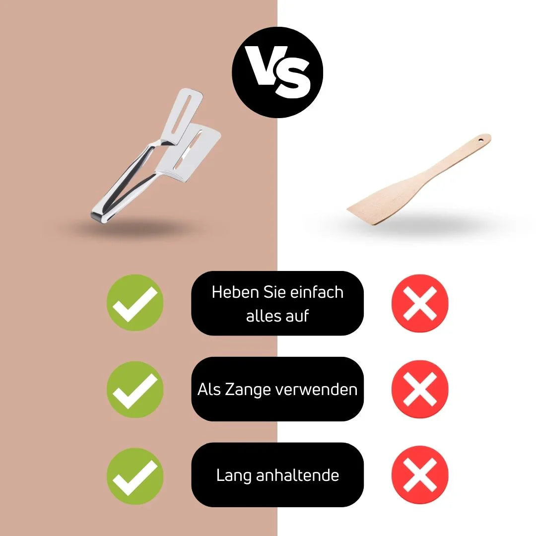 BowLift | Double-sided stainless steel turner with non-slip handle β Ideal for grilling and frying