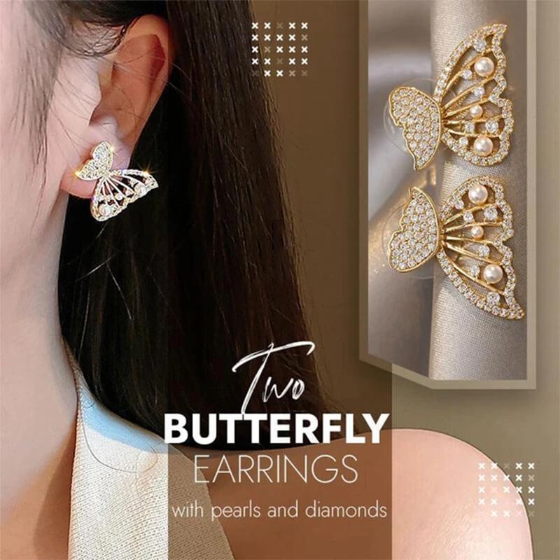 BowLift | Butterfly earrings with pearls and diamonds