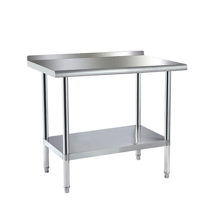 BowLift | Stainless Steel Preparation Counter, Double Kitchen Countertop, Catering Equipment, Round Foot Adjustment Worktop