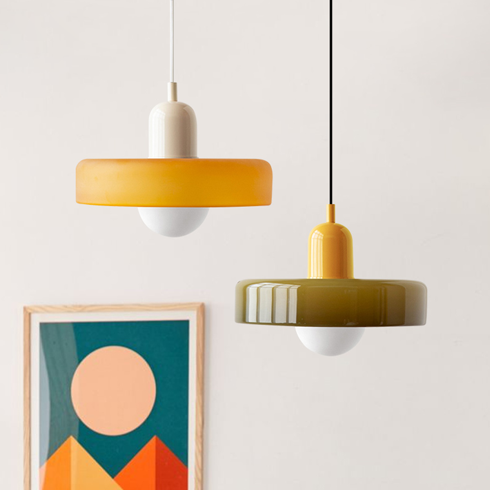 BowLift | Bauhaus Pendant Light | Colored Glass, Adjustable Height & Ideal for Dining Rooms and Modern Interiors