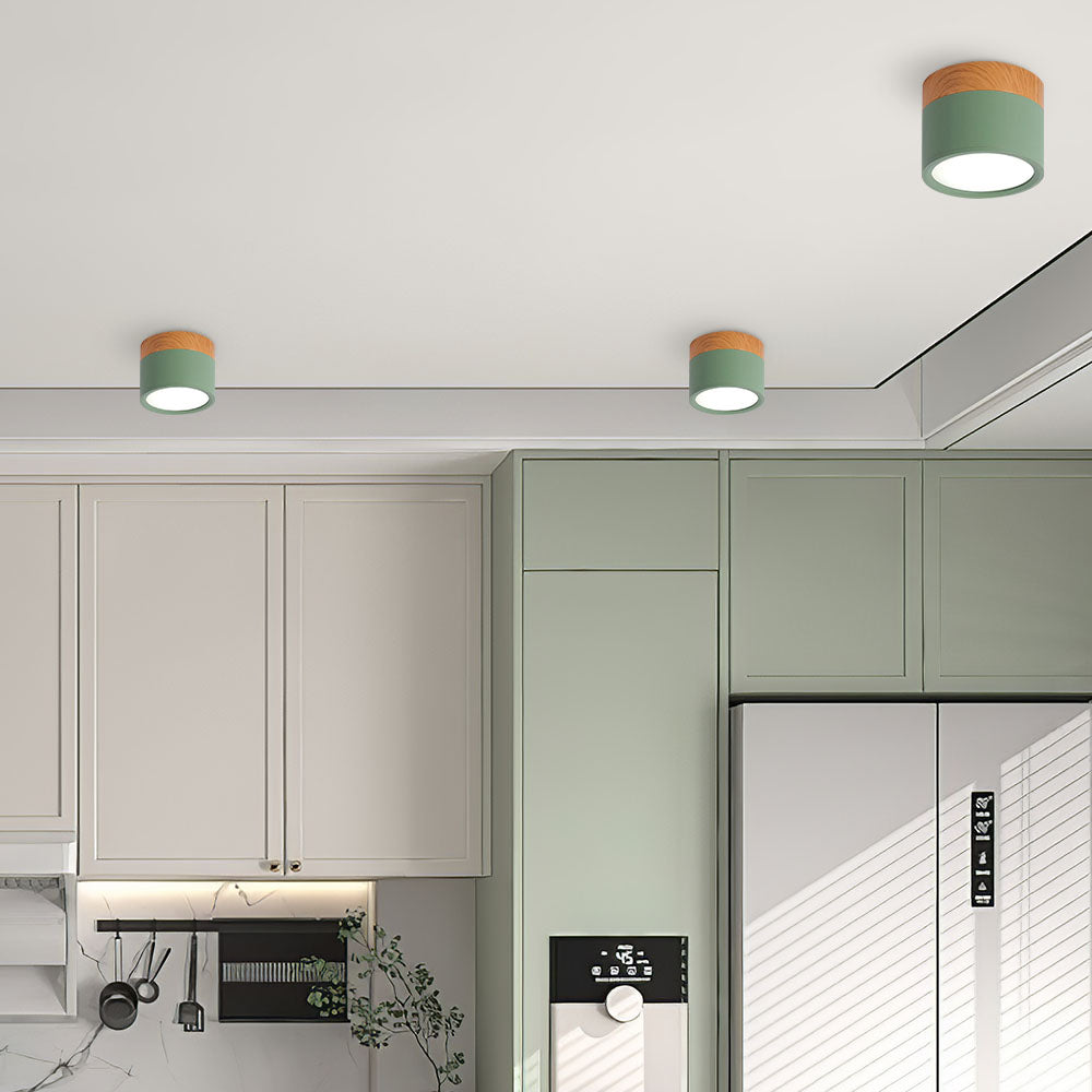 BowLift | Ceiling Light with Pink Flush Wood Finish