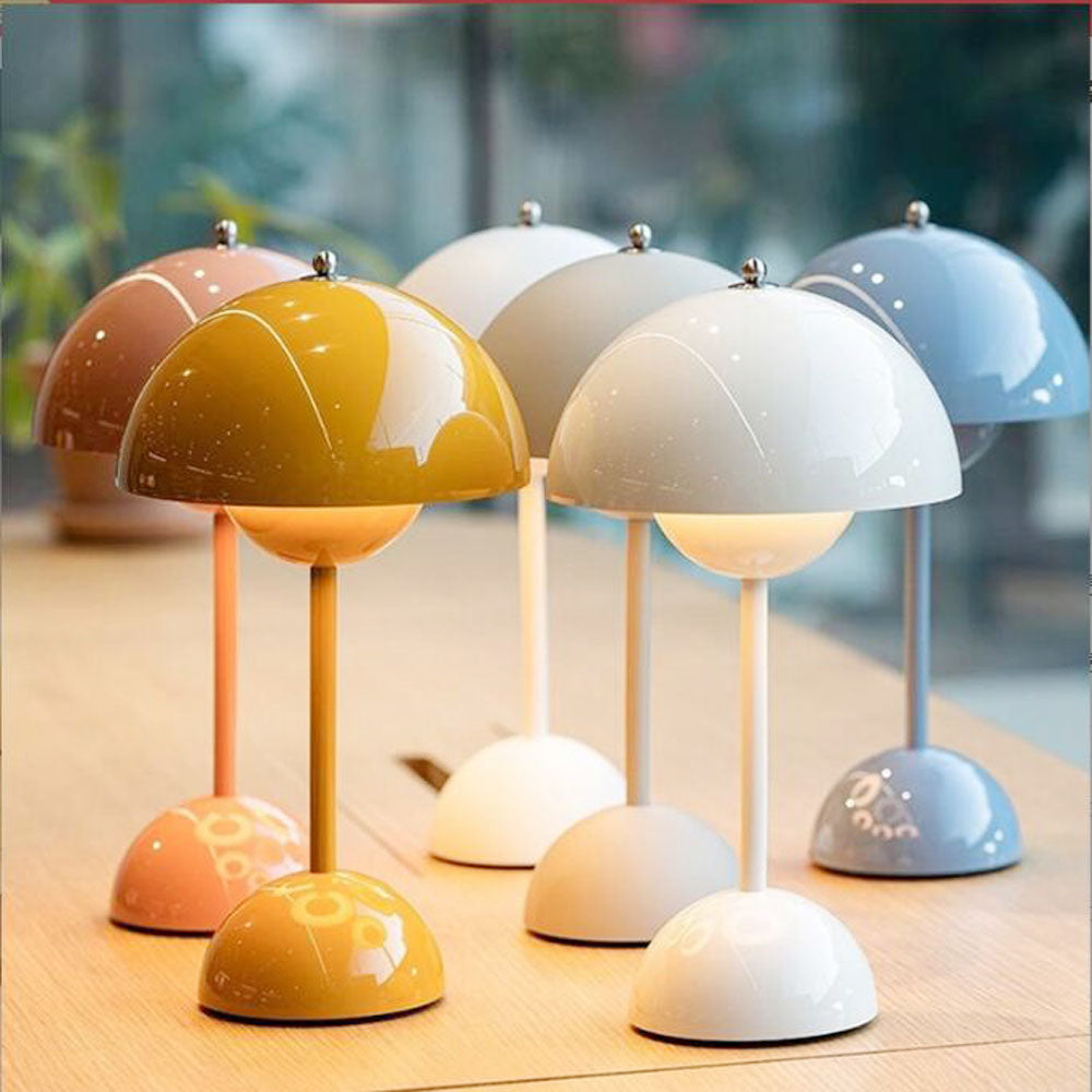 BowLift | Minimalist Flowerpot Table Lamp - Rechargeable Bedside Lamp & Cordless Design Mushroom Shaped Lamps
