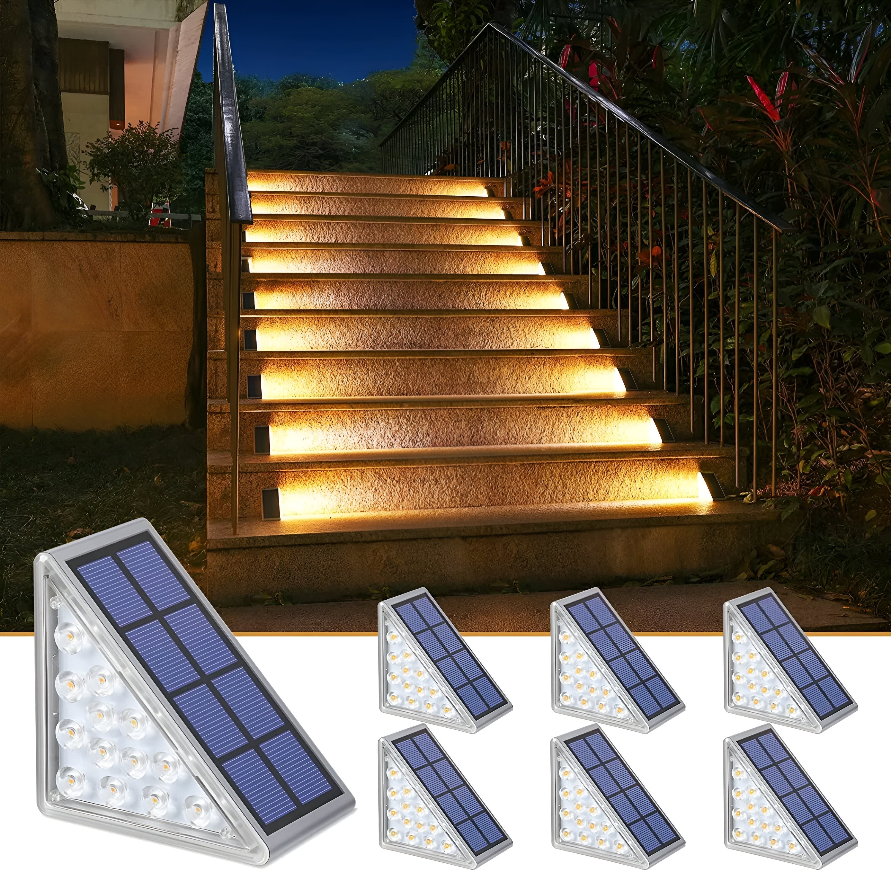 BowLift | 2-Pack Triangular Solar Step Lights – IP67 Waterproof LED Outdoor Garden Lights