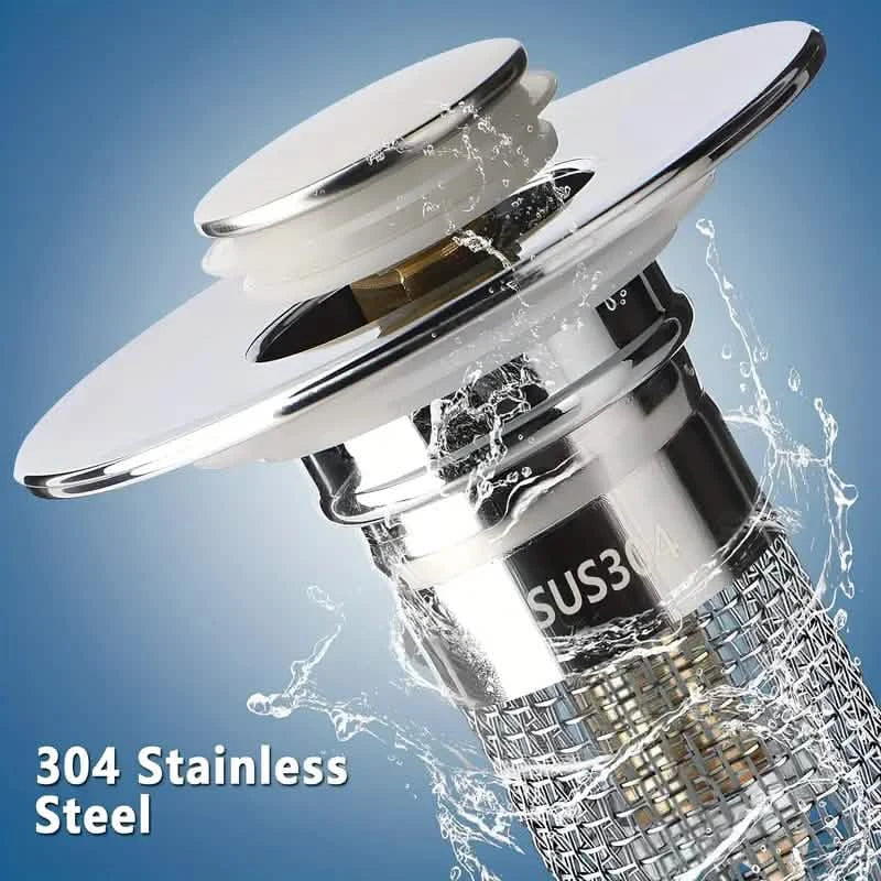 BowLift | 2-Pack: Pop-Up Wash Basin Plugs with Stainless Steel Strainer and Hair Strainer
