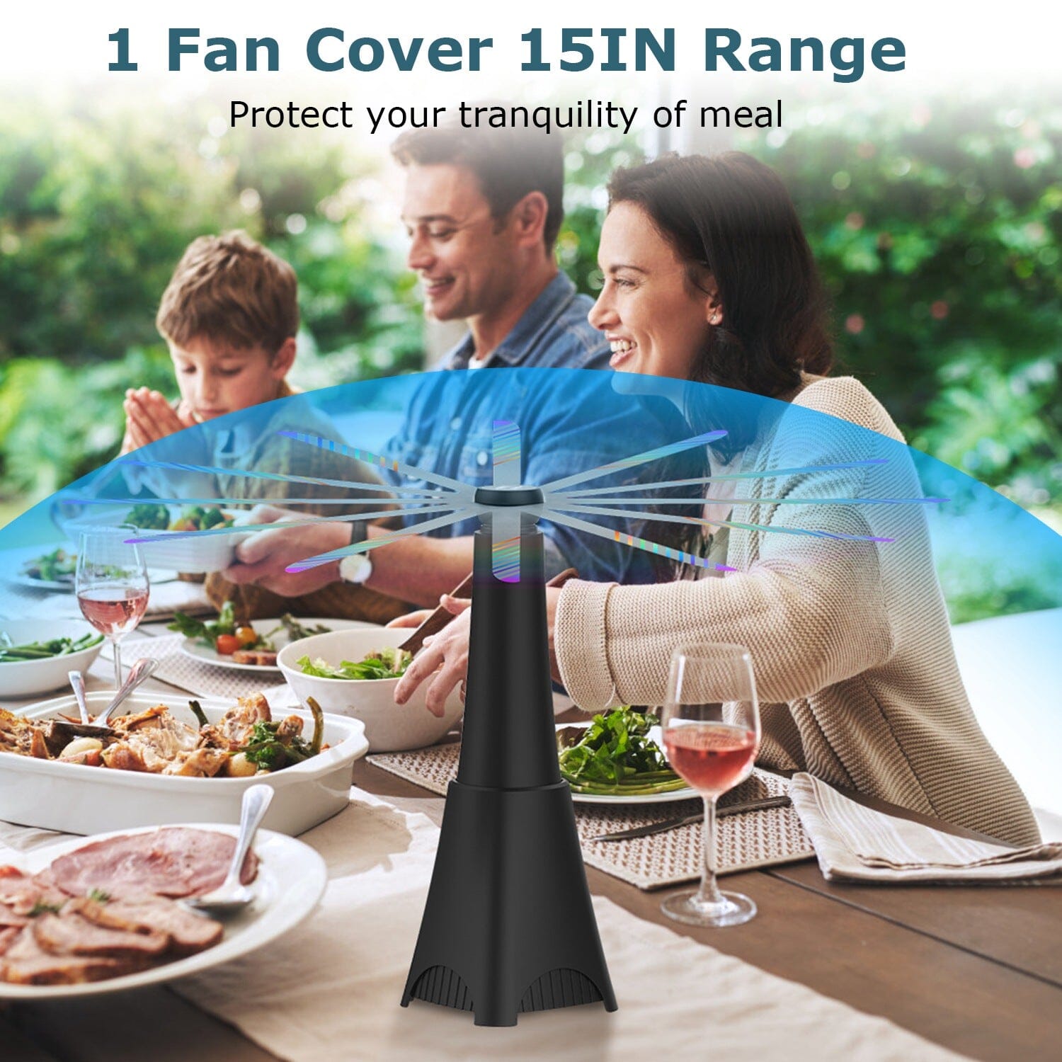 BowLift | 2-pack: Carrying fan with reflective fly repellent, rechargeable battery operated