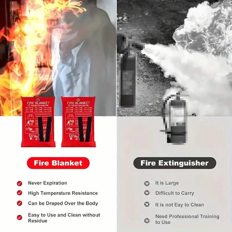 BowLift | 2-Pack: Premium Fiberglass Fire Blankets - Heat Resistant, Compact and Reusable