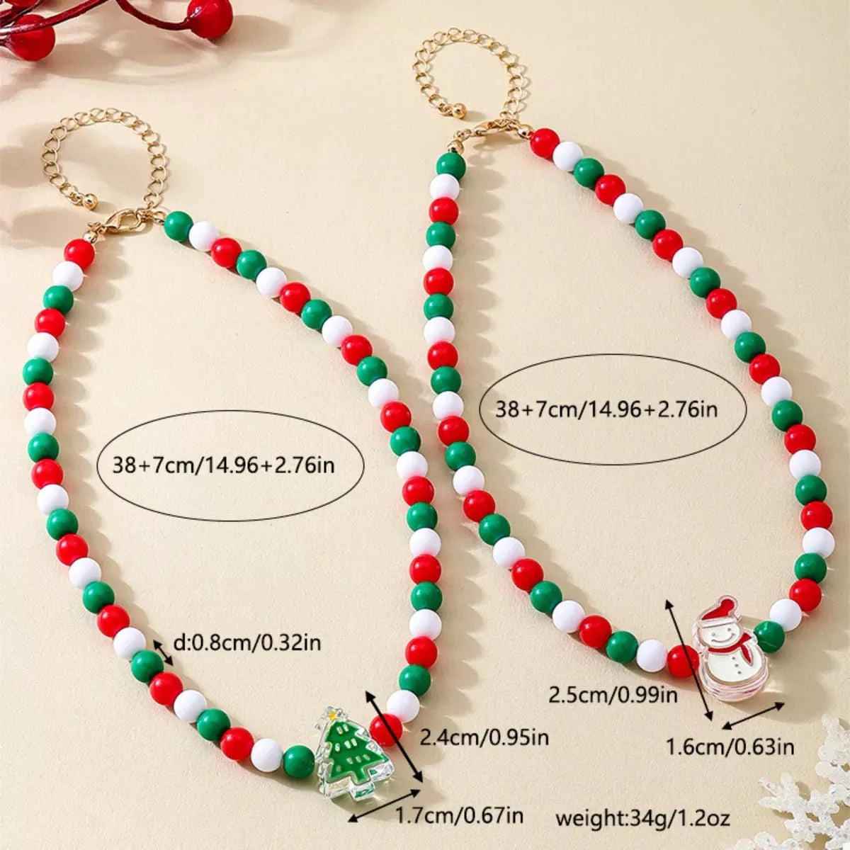 BowLift | 2 Piece Christmas Beaded Necklace with Holiday Charms