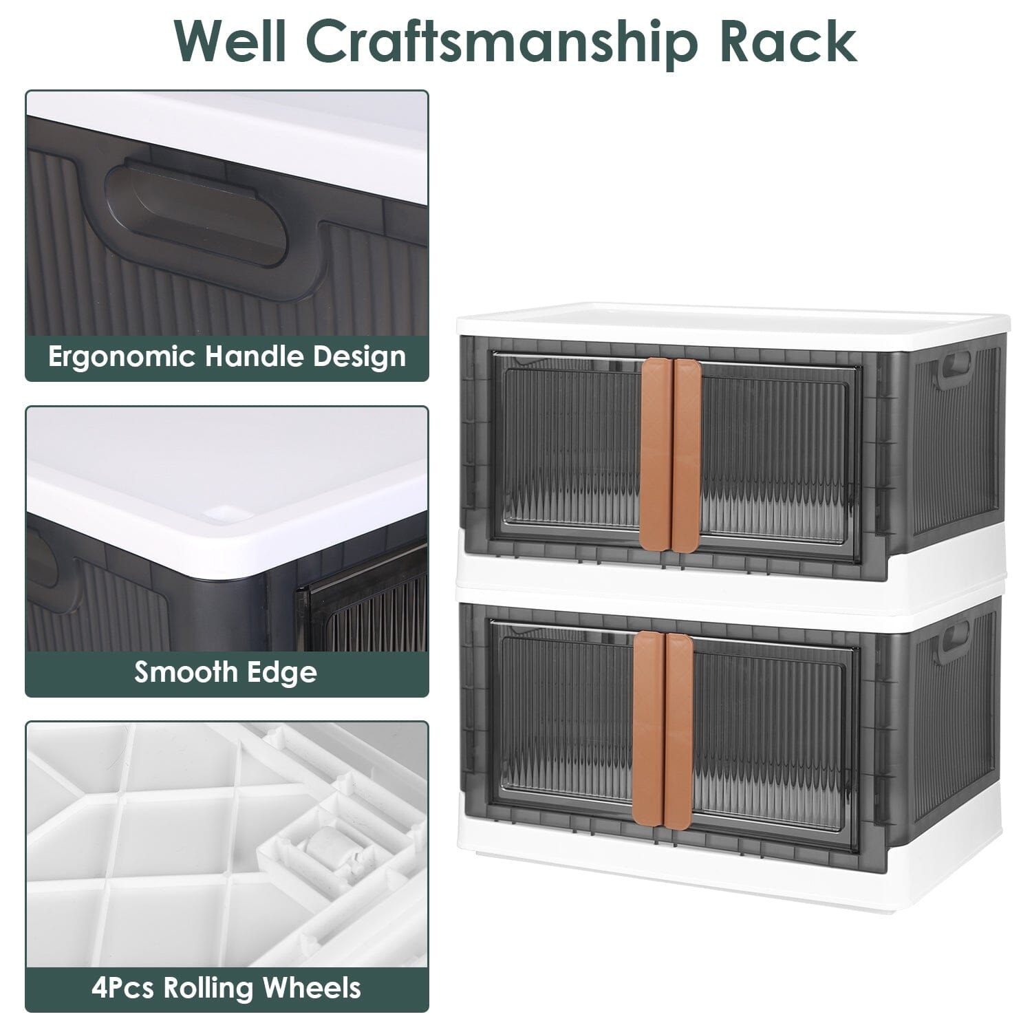 BowLift | 2-piece: Collapsible Stackable Storage Containers with Lid
