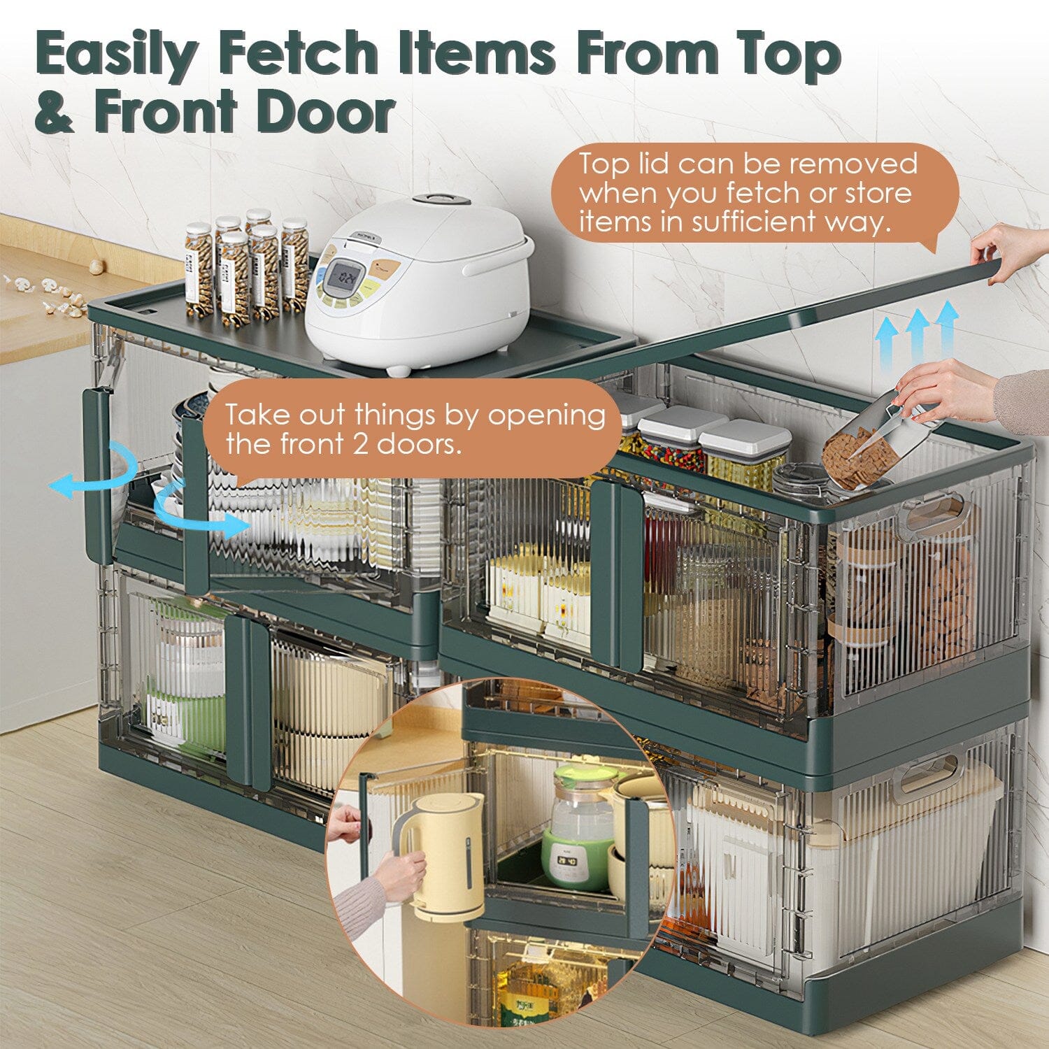 BowLift | 2-piece: Collapsible Stackable Storage Containers with Lid