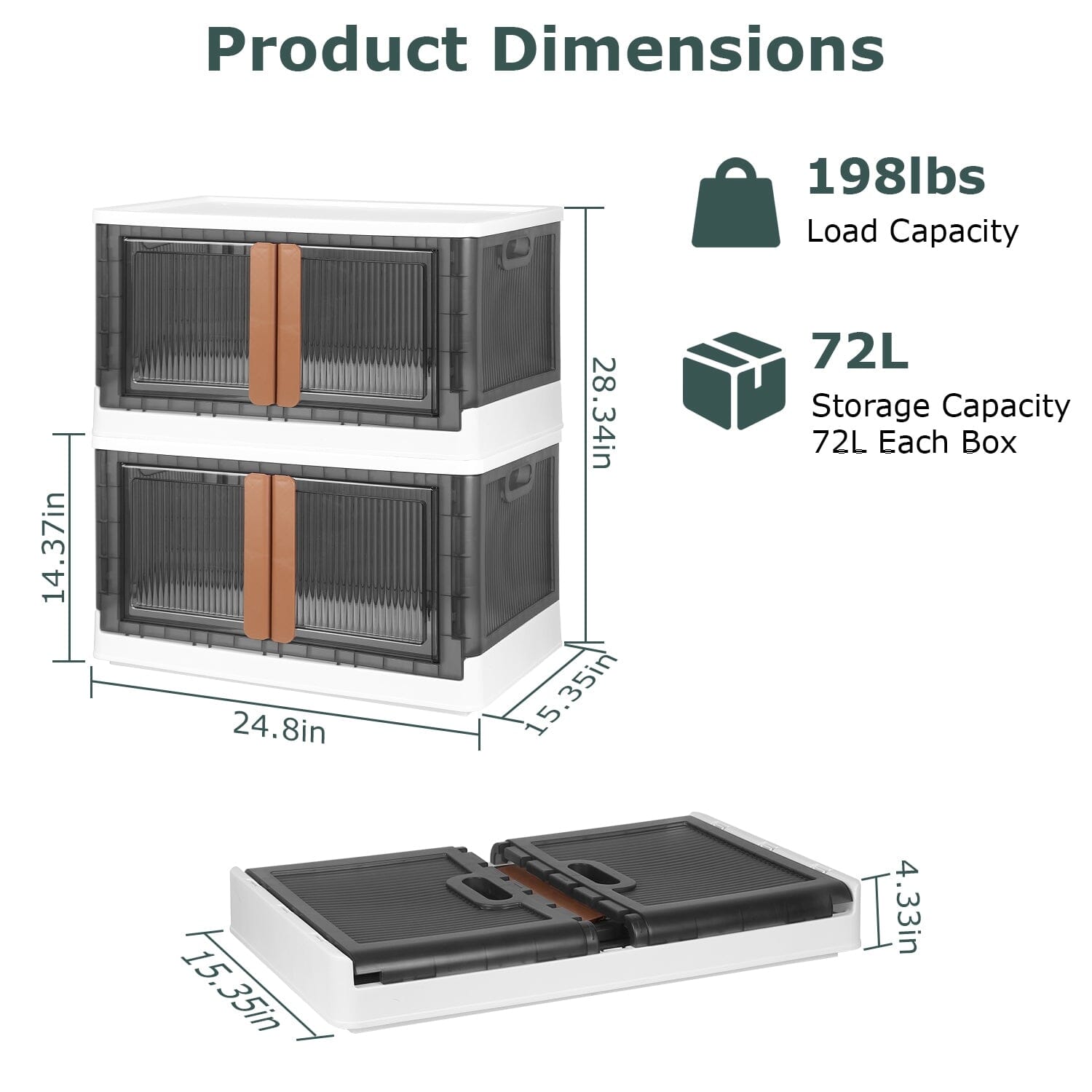 BowLift | 2-piece: Collapsible Stackable Storage Containers with Lid
