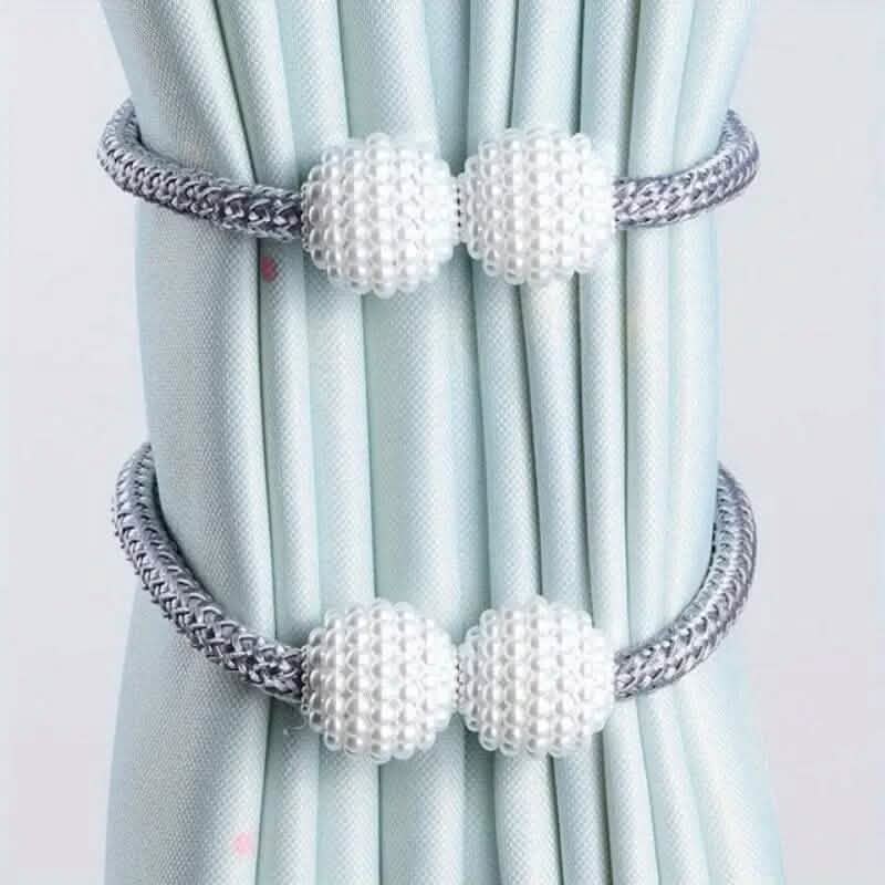 BowLift | 2-Piece: Magnetic Curtain Ties with Artificial Pearls