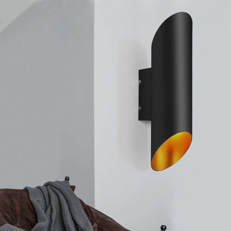 BowLift | Minimal Oblique Tube Wall Lamp Aluminum 2 Lights Corridor Wall Light in Black