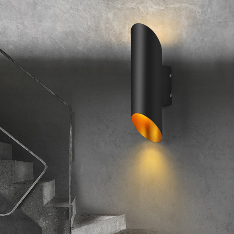 BowLift | Minimal Oblique Tube Wall Lamp Aluminum 2 Lights Corridor Wall Light in Black