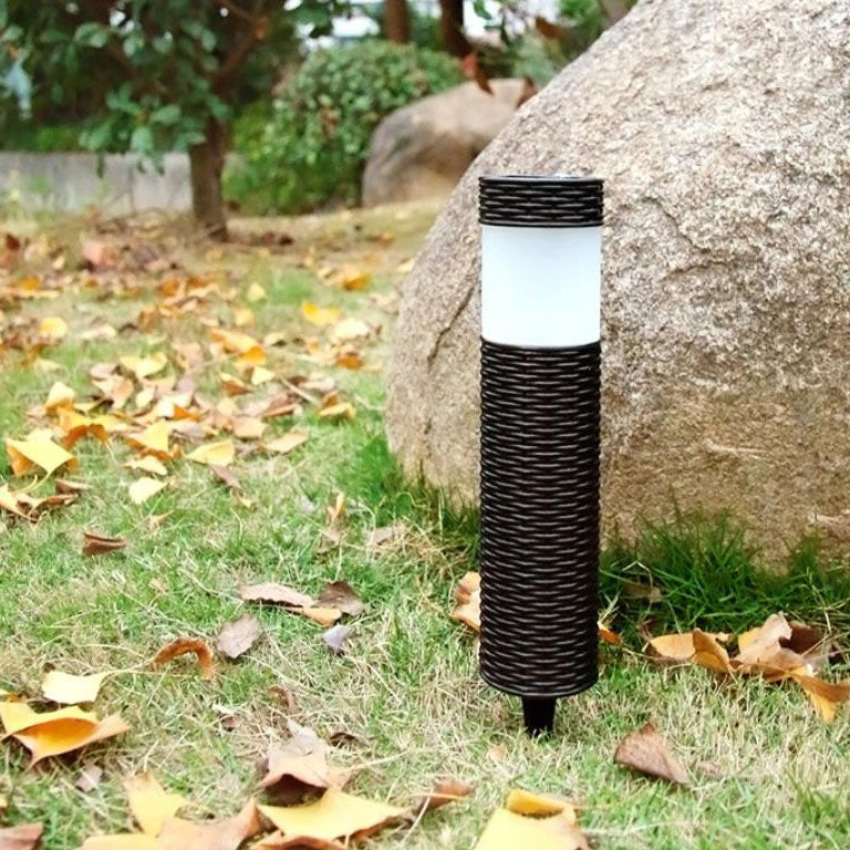 BowLift | Outdoor Solar Rattan Cylindrical LED Garden Lawn In-ground Landscape Light