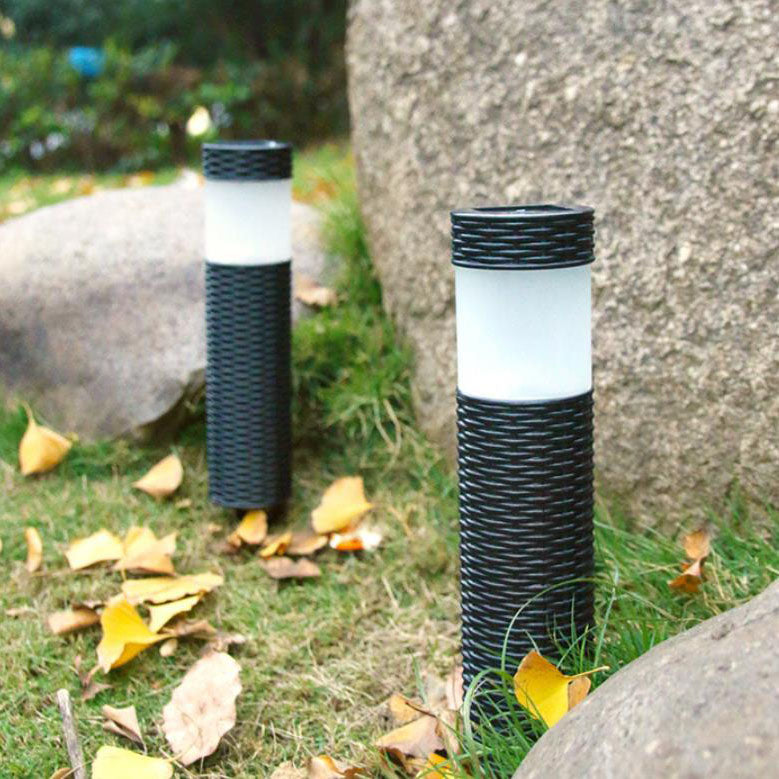 BowLift | Outdoor Solar Rattan Cylindrical LED Garden Lawn In-ground Landscape Light