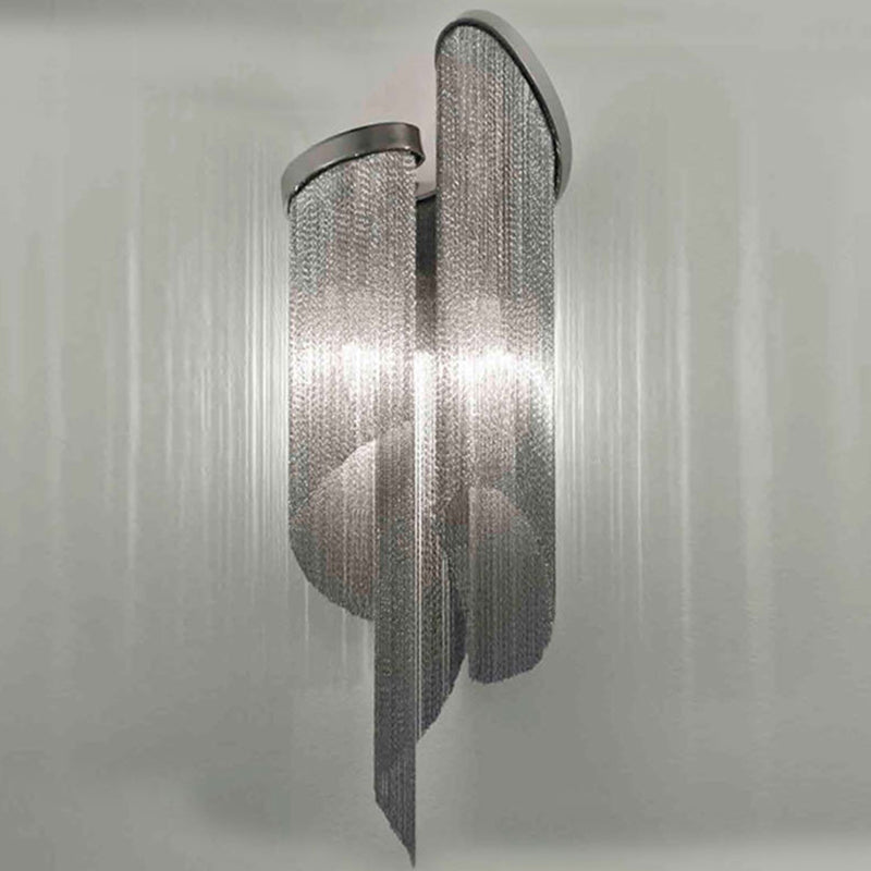 BowLift | 2 Heads Living Room Wall Lamp Simple Black Wall Lighting Ideas with Tassel Aluminum Shade